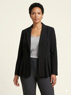 Calvin Klein Black Stretch Blazer Women’s Size 14 Classic Career Jacket Casual